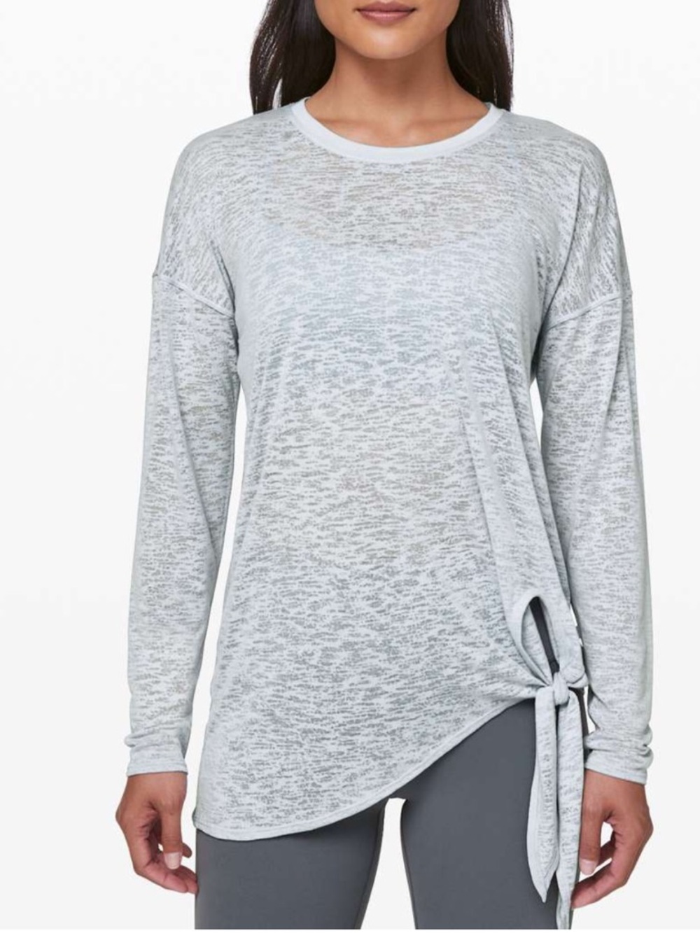 Lululemon Women's Tie Your Practice Long Sleeve in Silver Fox